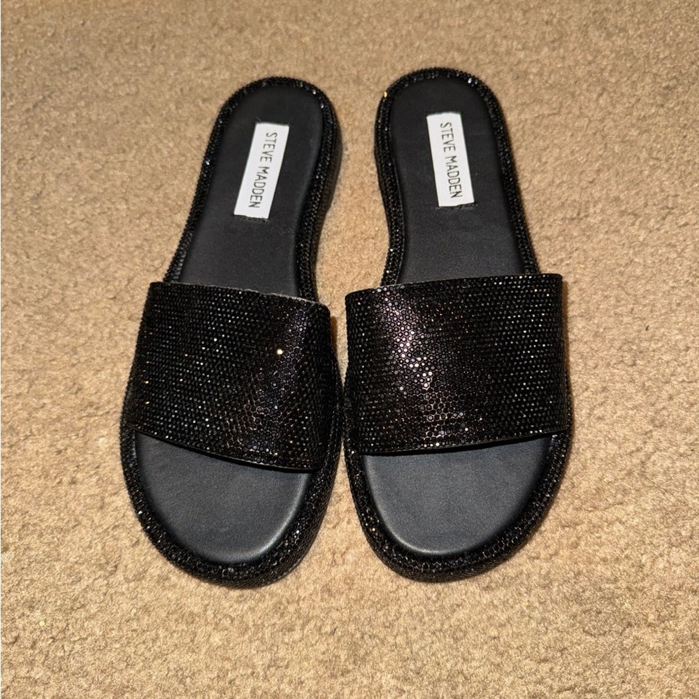 Steve Madden Black Slide Sandals